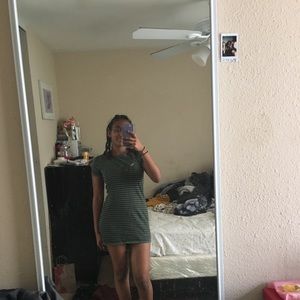 green t-shirt dress with black stripes :)